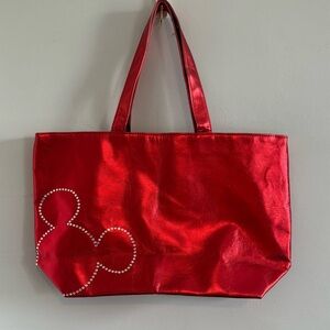 Disney Red Tote Bag with Rhinestone Mickey Design